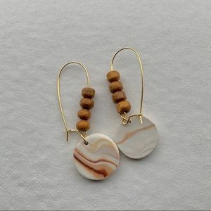 Brass hoops Polymer clay dangle earrings